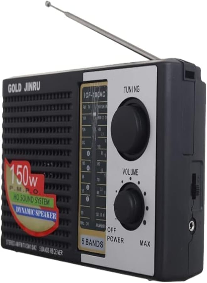 Gold Jinru ICF-100AC AM/FM 150w long lasting radio - Black